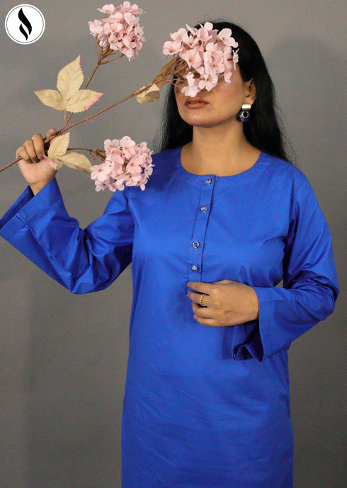 NZSC-1511 Stiched 2 Piece Dark BlueCo Ord Set Cotton